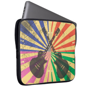 Retro Grunge Guitars op starburst background Laptop Sleeve