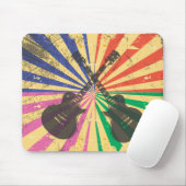 Retro Grunge Guitars op starburst background Muismat (Met muis)