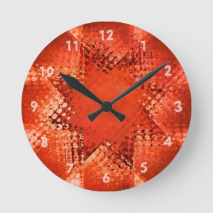Retro grunge halftone star ronde klok