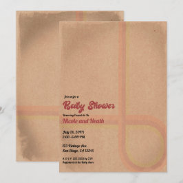 Retro Grunge jaren 60 70 Baby Shower Kaart