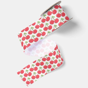 Retro Grunge Kersen Esthetische Vintage Patroon Satijnen Lint