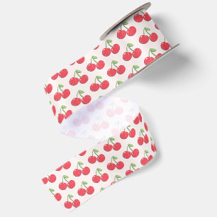 Retro Grunge Kersen Esthetische Vintage Patroon Satijnen Lint