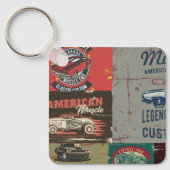 Retro Grunge klassieke auto Sleutelhanger (Voorkant)
