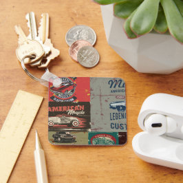 Retro Grunge klassieke auto Sleutelhanger