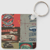Retro Grunge klassieke auto Sleutelhanger (Achterkant)