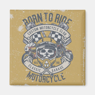 Retro Grunge Motorcycle Magneet