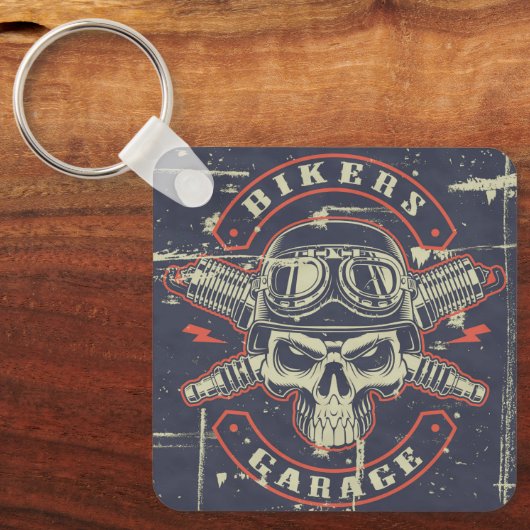 Retro Grunge Motorcycle Sleutelhanger (Voorkant)