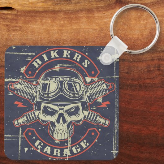 Retro Grunge Motorcycle Sleutelhanger (Achterkant)