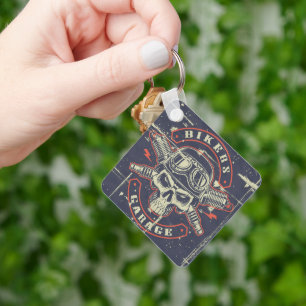 Retro Grunge Motorcycle Sleutelhanger