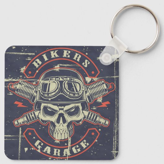 Retro Grunge Motorcycle Sleutelhanger (Achterkant)