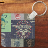 Retro Grunge Motorfiets Ontwerp Sleutelhanger (Achterkant)