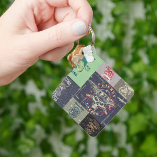 Retro Grunge Motorfiets Ontwerp Sleutelhanger