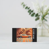 Retro grunge oranje bruine stijlvolle oude auto visitekaartje (Staand voorkant)