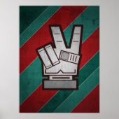 Retro Grunge Peace Hand Sign Poster (Voorkant)