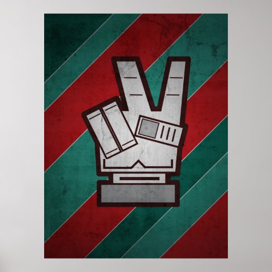 Retro Grunge Peace Hand Sign Poster (Voorkant)