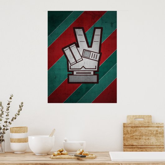 Retro Grunge Peace Hand Sign Poster (Keuken)