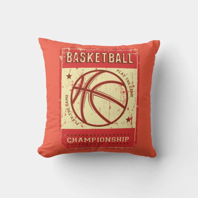 Retro  Grunge roze Basketball Kussen (Voorkant)