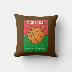 Retro Grunge roze Groene Basketball Kussen