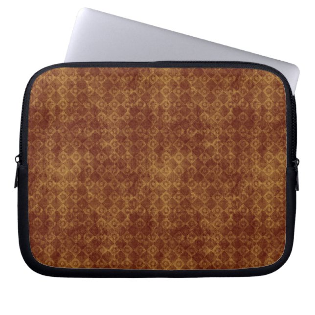 Retro Grunge Rust Diamond Patroon Laptop Sleeve (Voorkant)