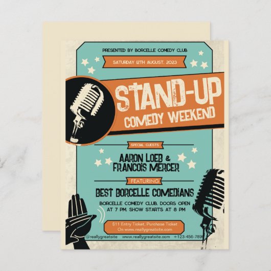 Retro  Grunge Stand Up Comedy Show (Voorkant / Achterkant)