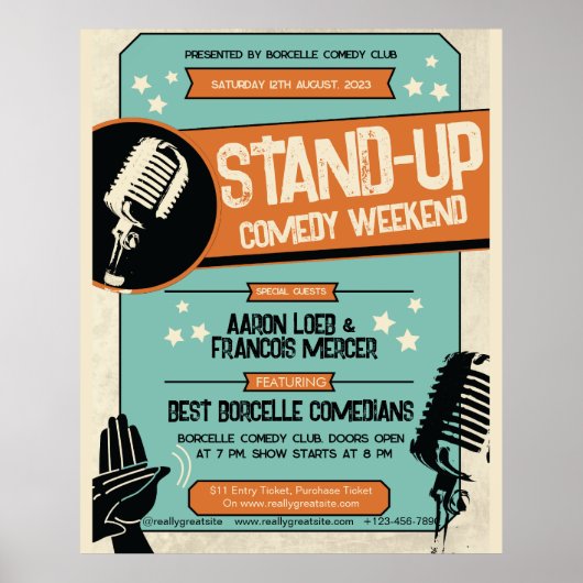 Retro  Grunge Stand Up Comedy Show Poster (Voorkant)