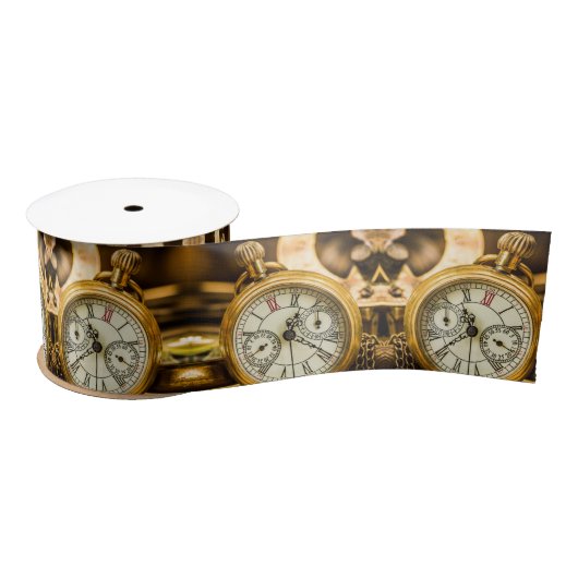  Retro Grunge Steampunk Antiek Horloge Satijnen Lint (Spoel)