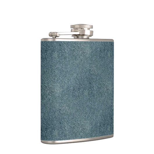 Retro Grunge Suede Custom Blue Textuur Heupfles (Rechts)