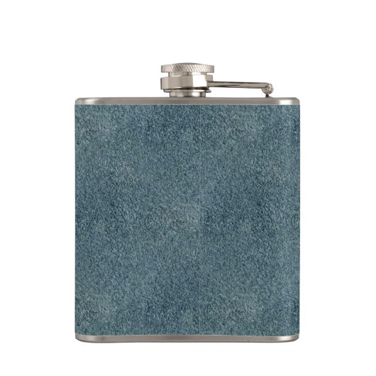 Retro Grunge Suede Custom Blue Textuur Heupfles (Achterkant)