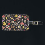 Retro Grunge Sunshine Bliss Bagagelabel<br><div class="desc">A bold fusion of 90s street style and retro optimism. This design features a classic happy, face centered within a radiant sun, flower silhouette. The artwork utilizes heavy grunge, design elements, including distressed textures, faded color palettes, and rough edges to create a weathered, vintage look that balances positivity with an...</div>