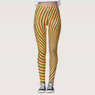Retro Grunge Swirl Stripes + uw ideeën Leggings