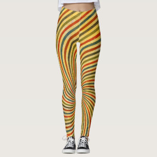 Retro Grunge Swirl Stripes + uw ideeën Leggings