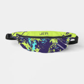 Retro Grunge verfspat Monogram Blauwe Coole Heuptasje (Voorkant)