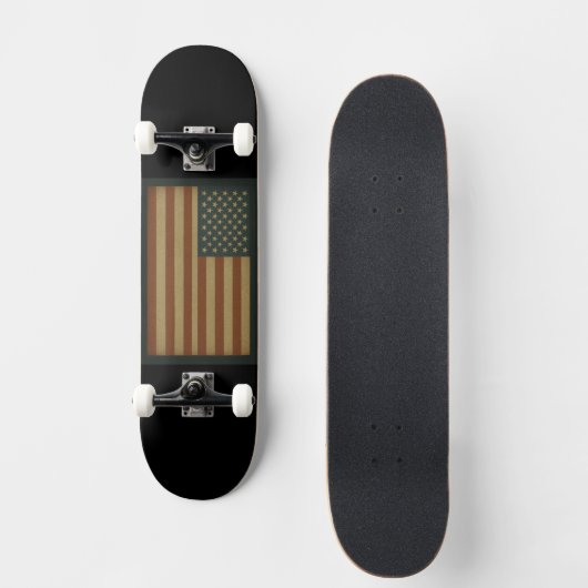 Retro Grunge Vertical American Flag Unisex Persoonlijk Skateboard (Voorkant)