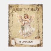 Retro  Guardian Angel Vrolijk Kerstfeest Fleece Deken (Voorkant)