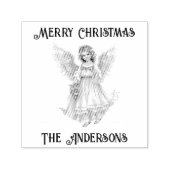 Retro  Guardian Angel Vrolijk Kerstfeest Zelfinktende Stempel (Design)