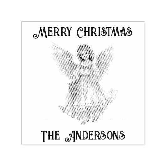 Retro Guardian Angel Vrolijk Kerstfeest Zelfinktende Stempel (Design)