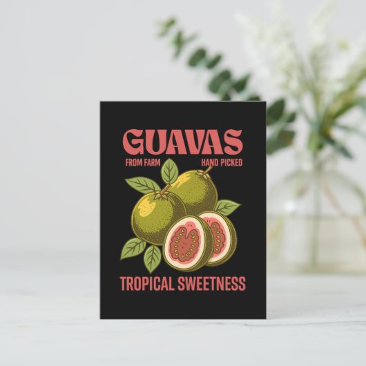 Retro Guavas Fruit Commerciële grafische kunst sti Feestdagenkaart (Staand voorkant)