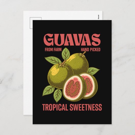 Retro Guavas Fruit Commerciële grafische kunst sti Feestdagenkaart (Voorkant / Achterkant)