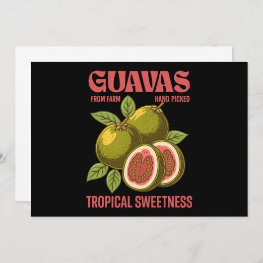Retro Guavas Fruit Commerciële grafische kunst sti Kaart (Voorkant / Achterkant)
