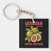 Retro Guavas Fruit Commerciële grafische kunst sti Sleutelhanger (voorkant)