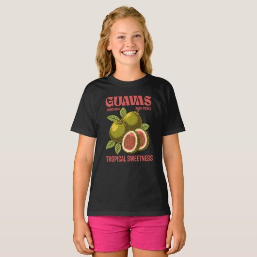 Retro Guavas Fruit Commerciële grafische kunst sti T-shirt (Voorkant volledig)