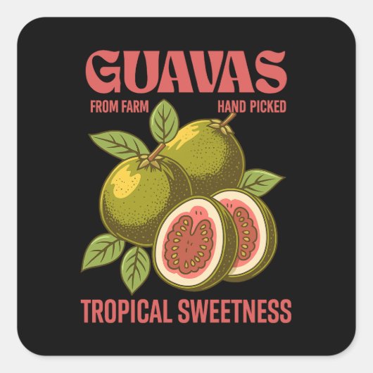 Retro Guavas Fruit Commerciële grafische kunst sti Vierkante Sticker (Voorkant)