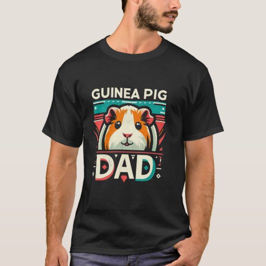 Retro Guinea Pig Dad Funny Vaderdag Pet Lover T-shirt (Voorkant)