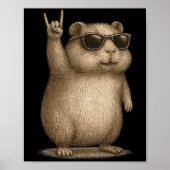 Retro Guinea Pig Rock op muziek Grappig cadeau Man Poster (Voorkant)