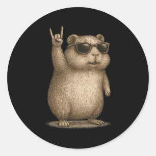 Retro Guinea Pig Rock op muziek Grappig cadeau Man Ronde Sticker