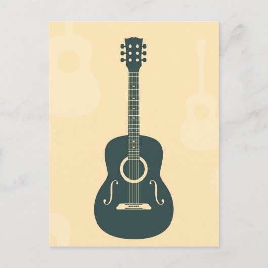 Retro guitar-akoestische muziek briefkaart (Voorkant)