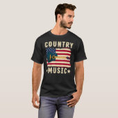Retro  Guitar American Flag Country Music T-shirt (Voorkant volledig)