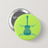 Retro Guitar Button, Blauwgroen Ronde Button 5,7 Cm (Voorkant /achterkant)