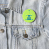 Retro Guitar Button, Blauwgroen Ronde Button 5,7 Cm (In situ)