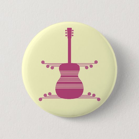 Retro Guitar Button, Magenta Ronde Button 5,7 Cm (Voorkant)